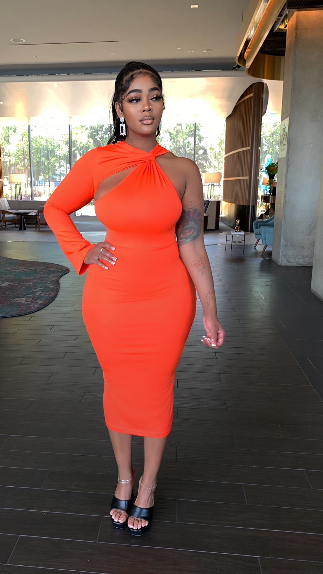 Zara One Shoulder Midi Dress