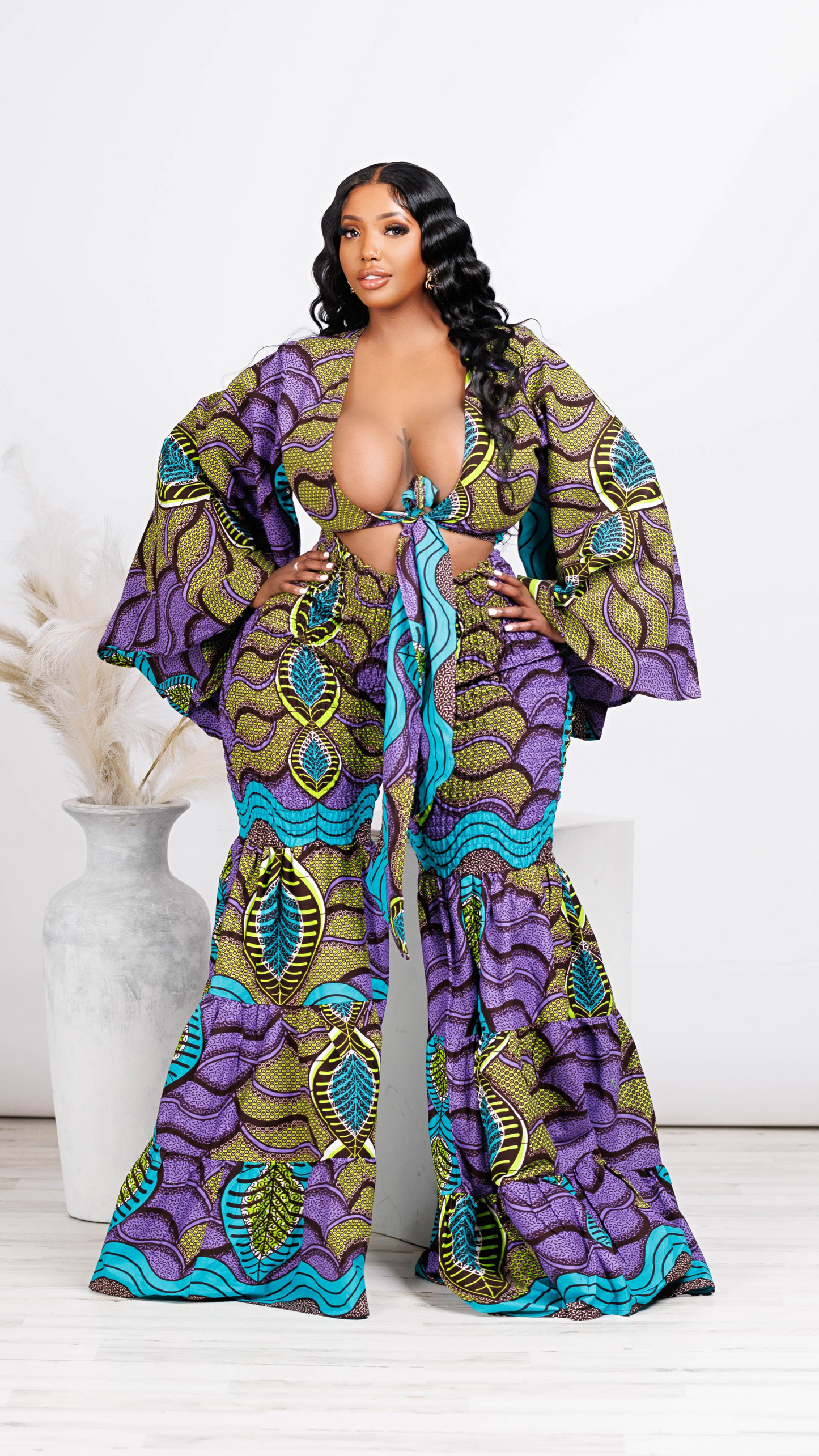 Zera African Print Flare Set *Purple