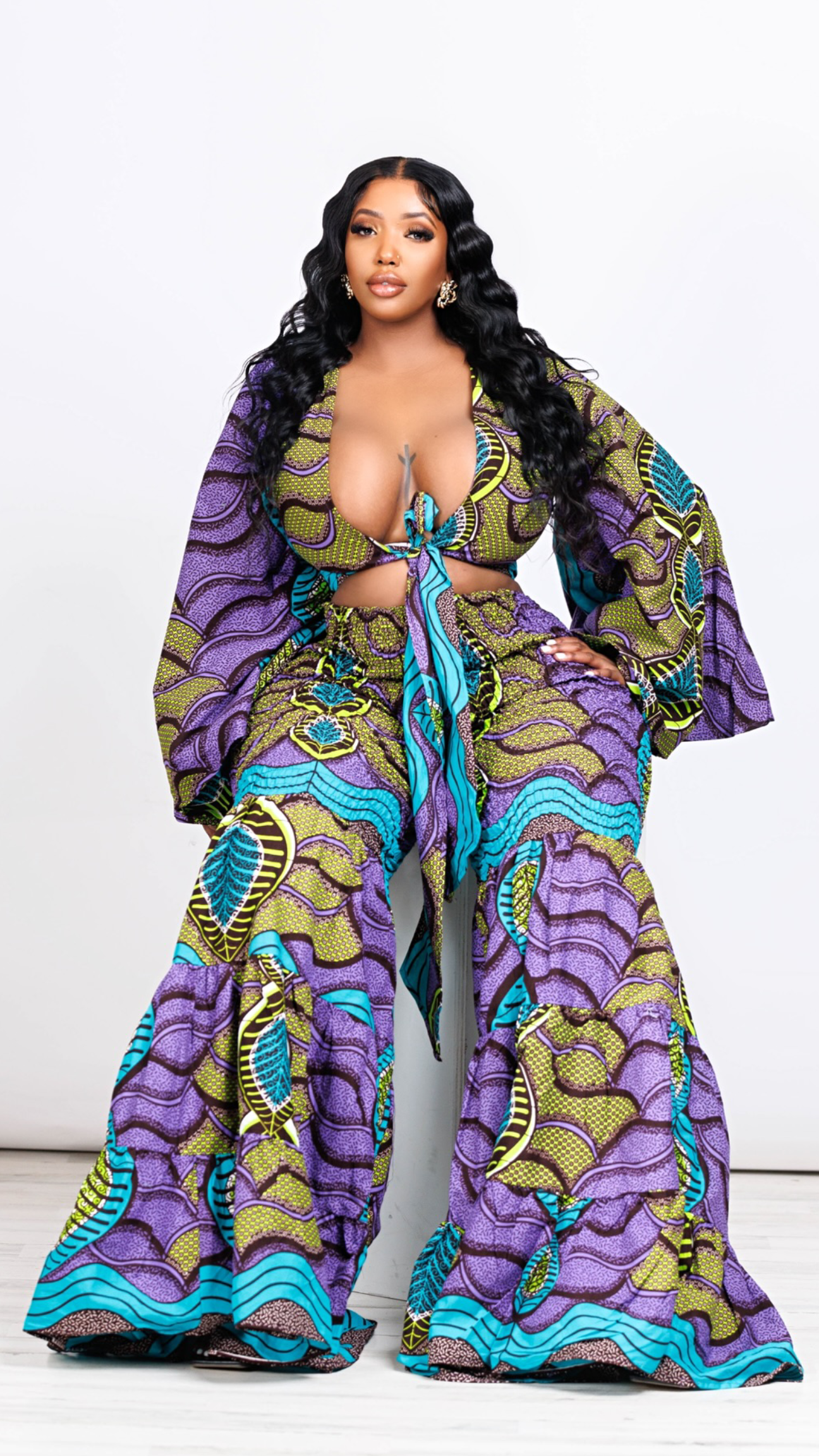 Zera African Print Flare Set *Purple