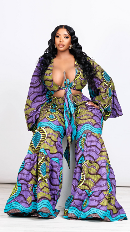 Zera African Print Flare Set *Purple