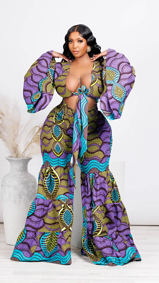 Zera African Print Flare Set *Purple