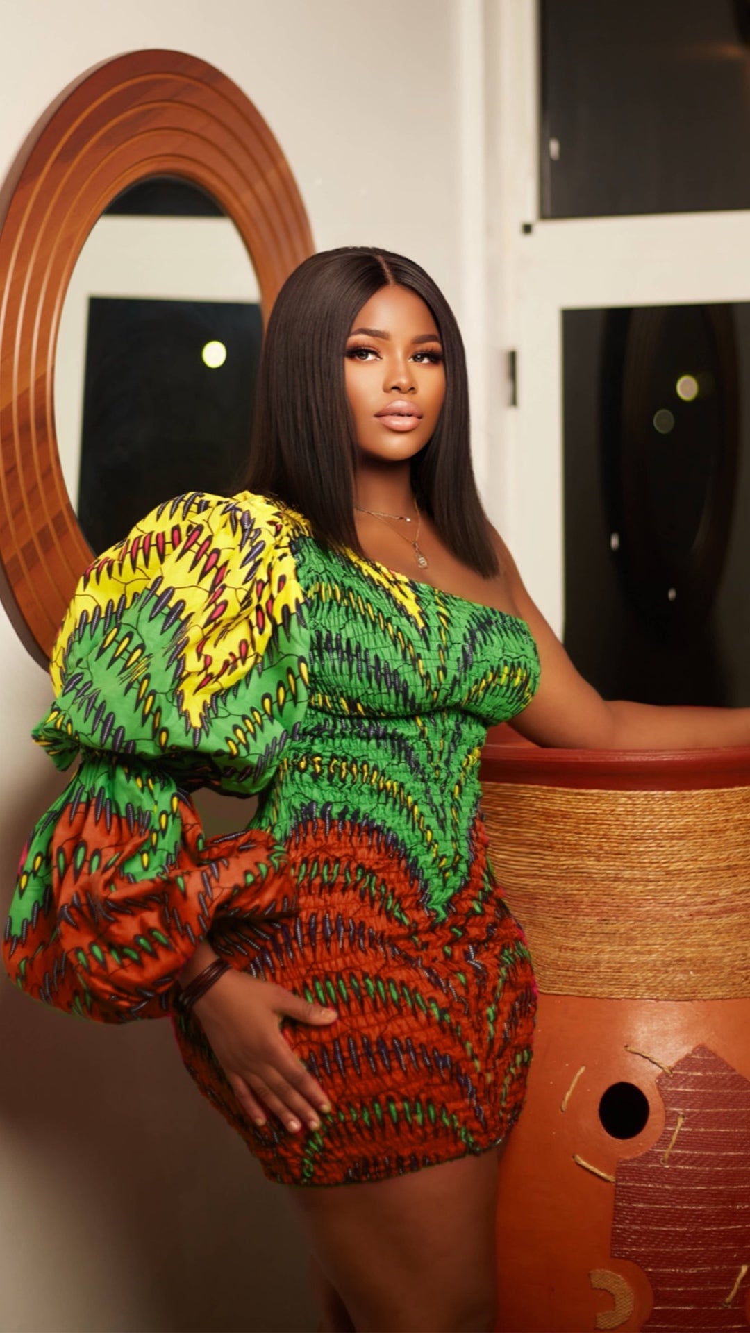 Khadijah African Print One Shoulder Mini Dress