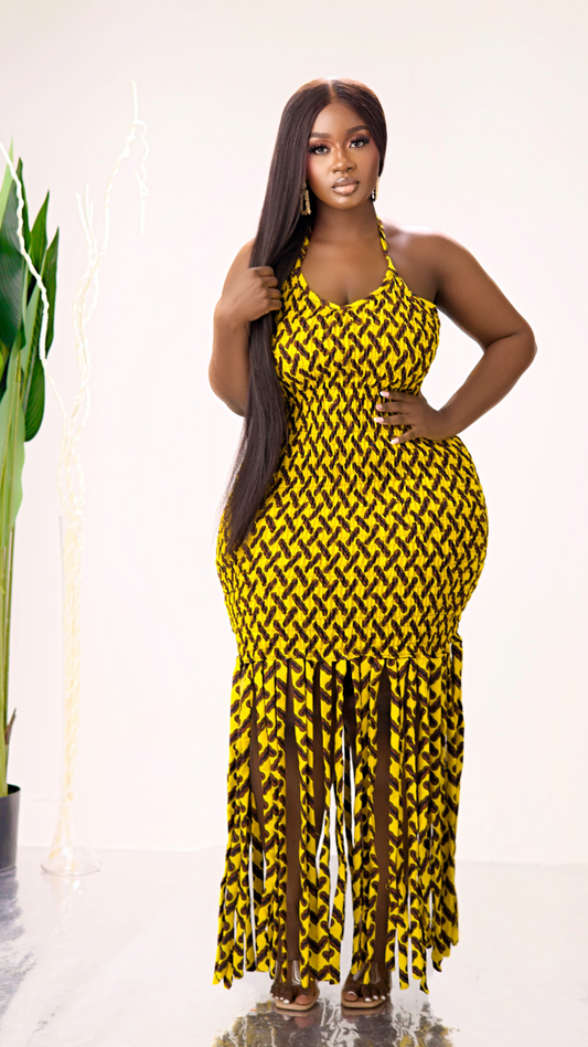Lulu African Print Fringe Mini Dress