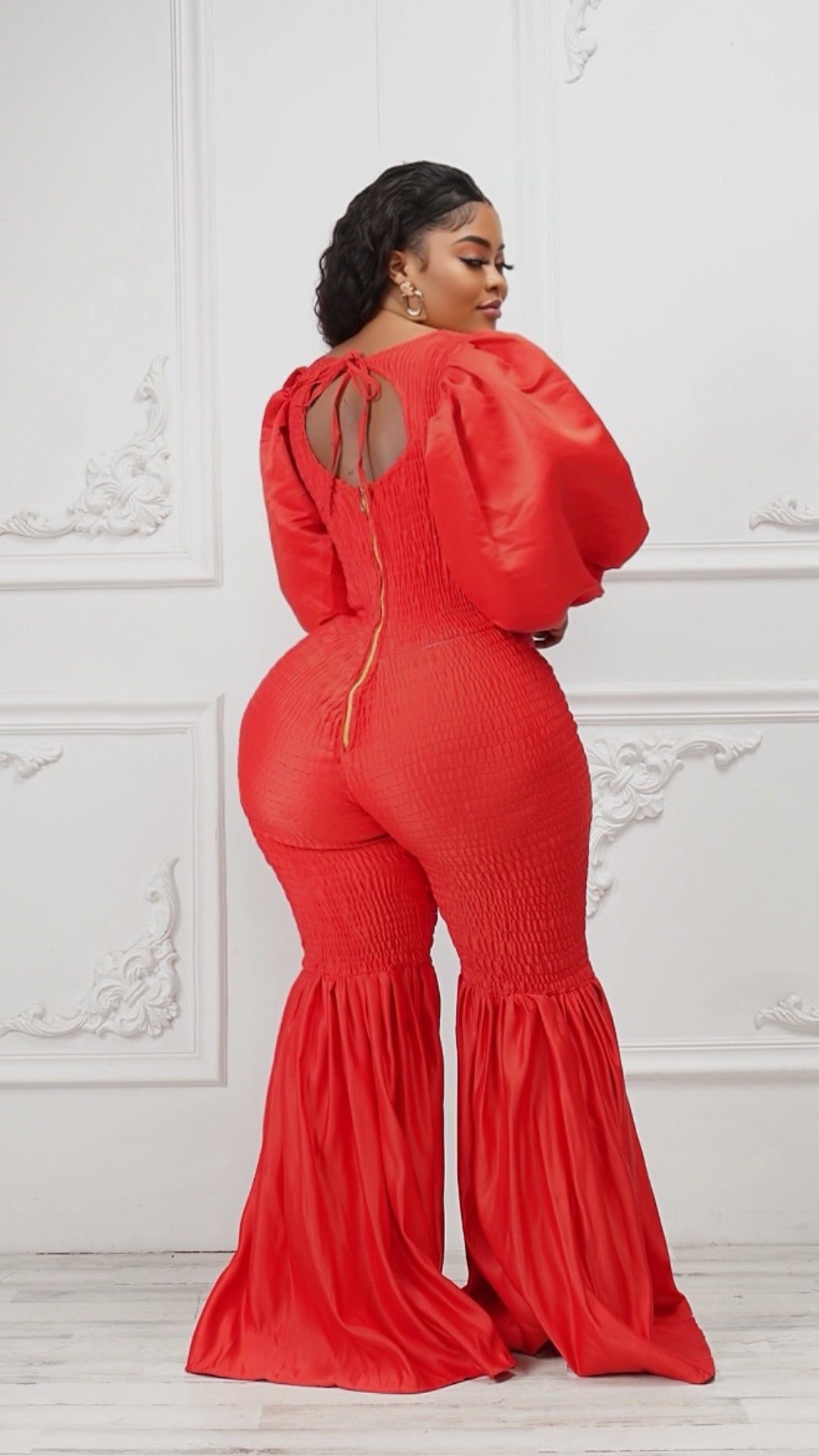Baali Silk Bell Bottom Jumpsuit (Red)