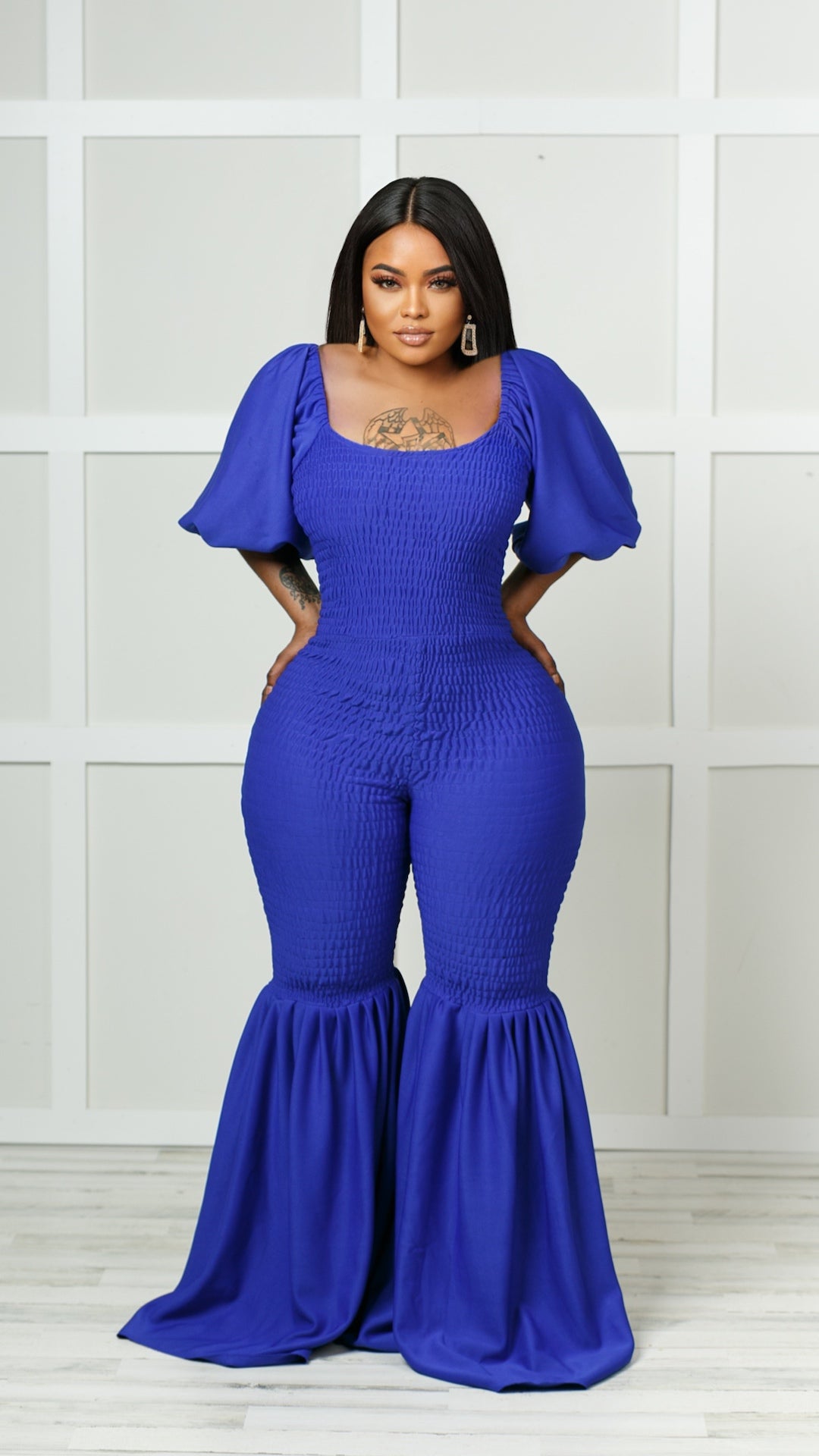 Baali Silk Bell Bottom Jumpsuit (Blue)