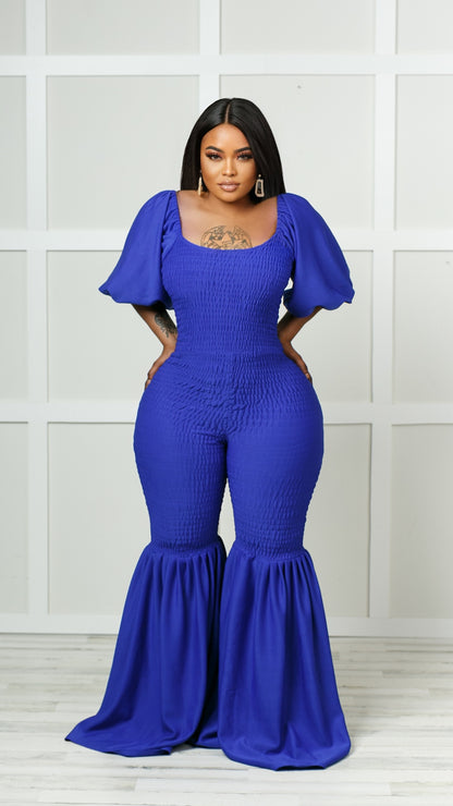 Baali Silk Bell Bottom Jumpsuit (Blue)
