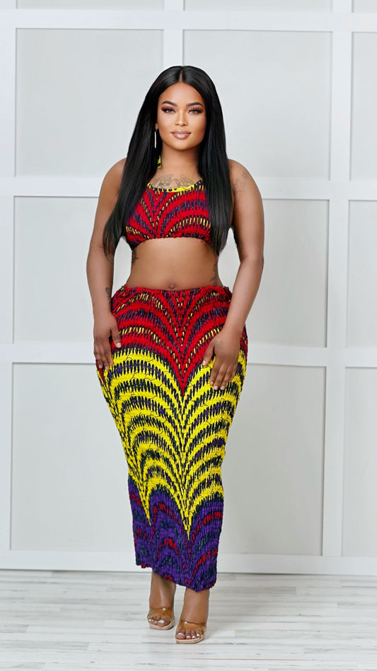 Tia Halter Cutout African Print Maxi Dress
