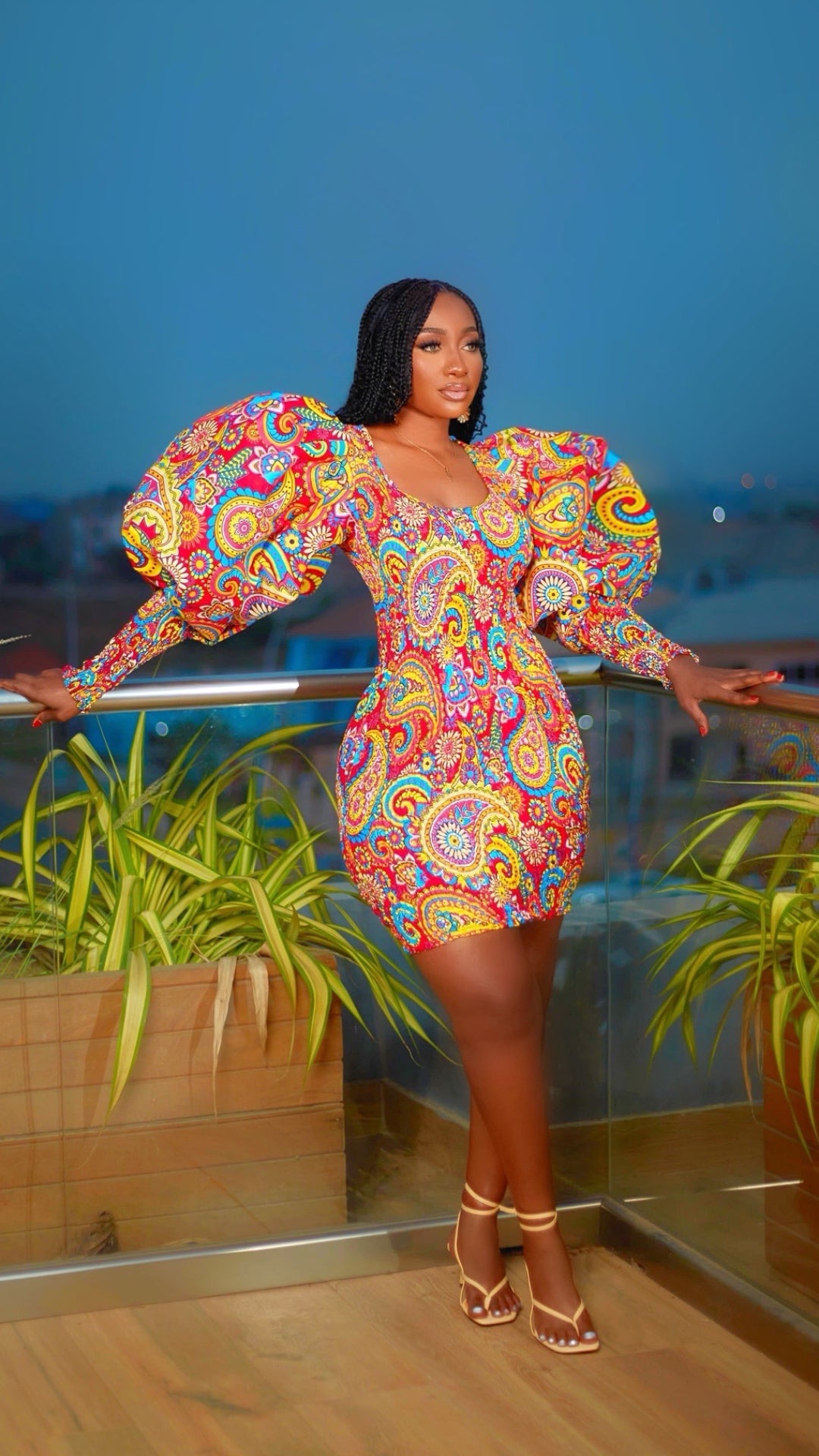 Lauretta African Print Mini Dress (Pink)