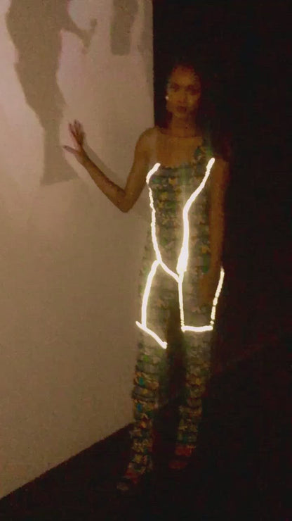 Sample Sale Kisi African Print One Shoulder Reflective Jumpsuit