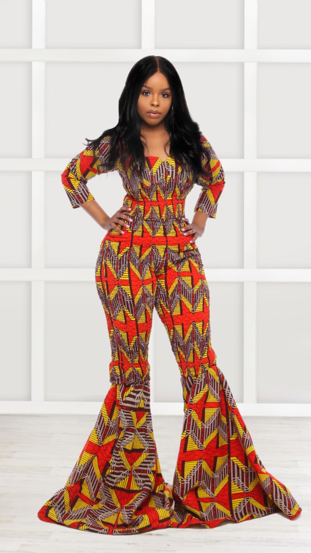 Yejide African Print Bell Bottom Jumpsuit (READY TO SHIP)