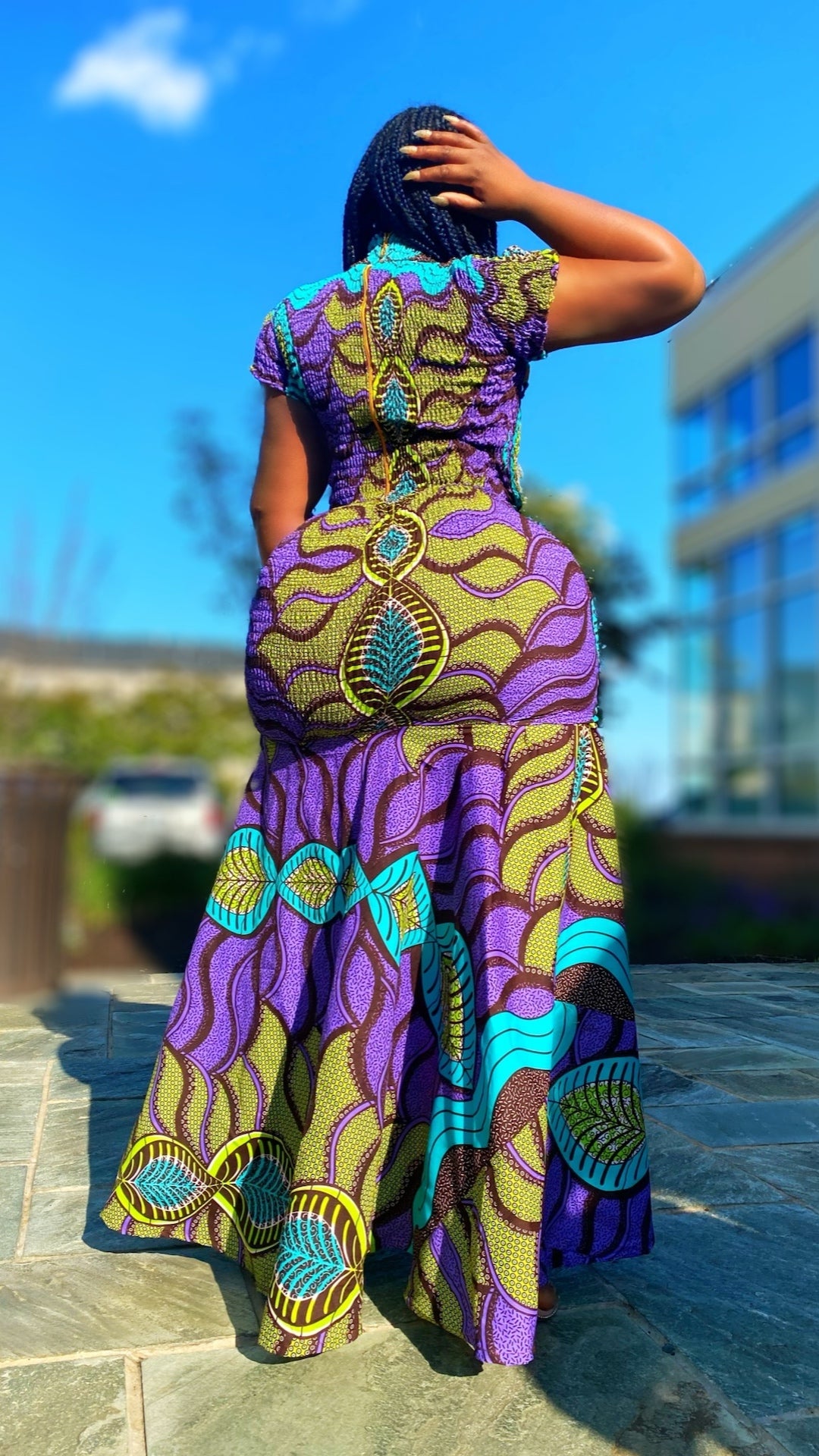Savannah African Print V Neck Dress