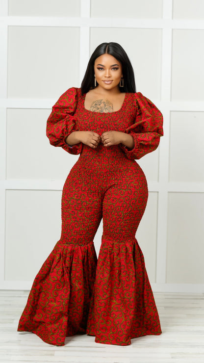 Zira African Print Bell Bottom Jumpsuit