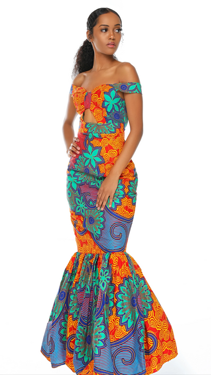 Nina African Print Maxi Dress