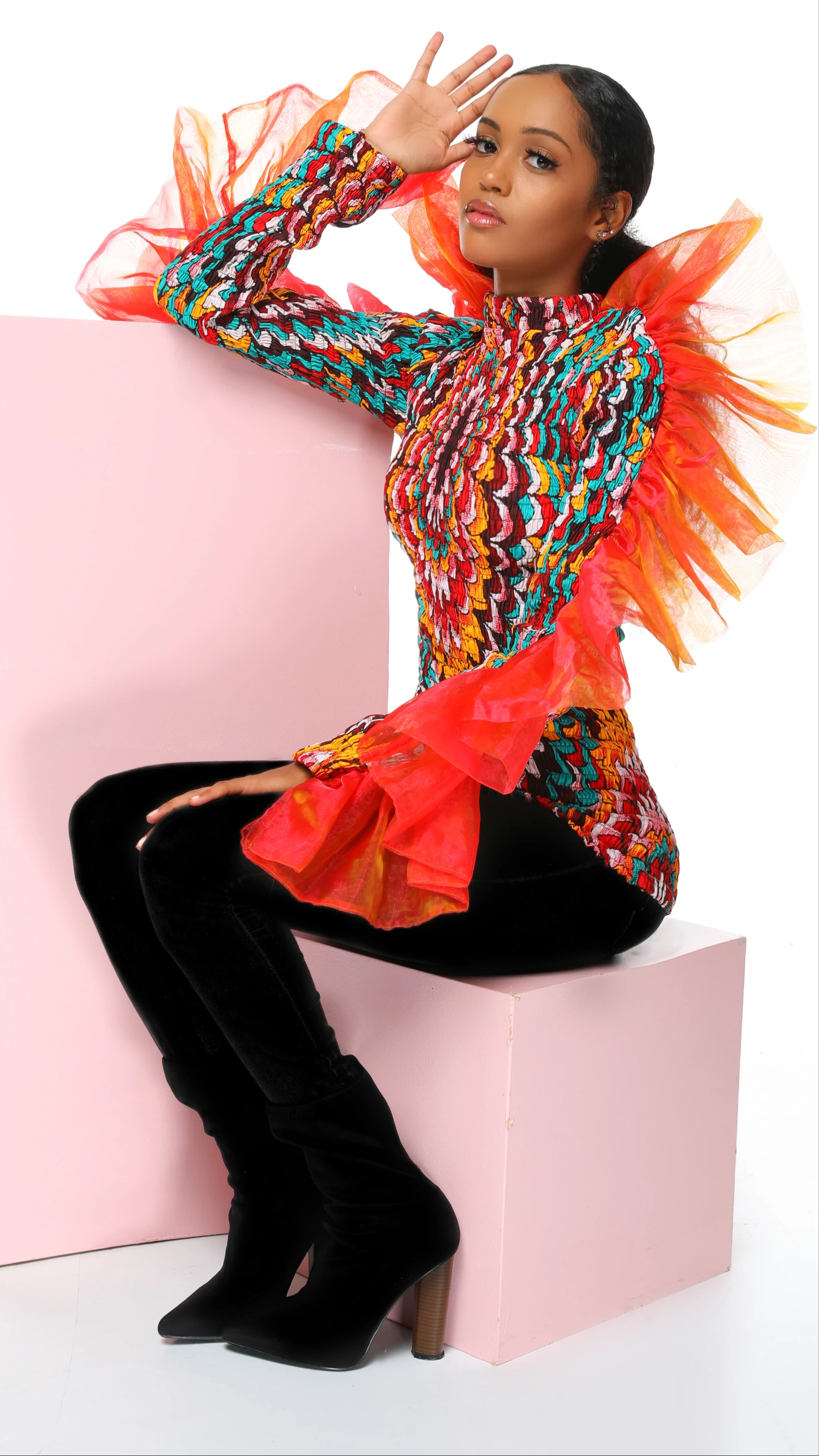 Serwaa African Print Turtleneck Top