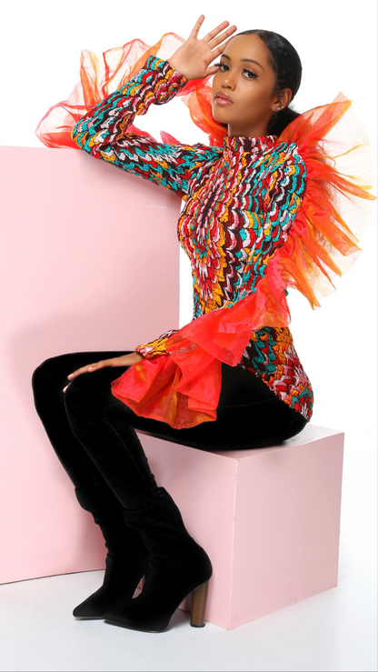 Serwaa African Print Turtleneck Top