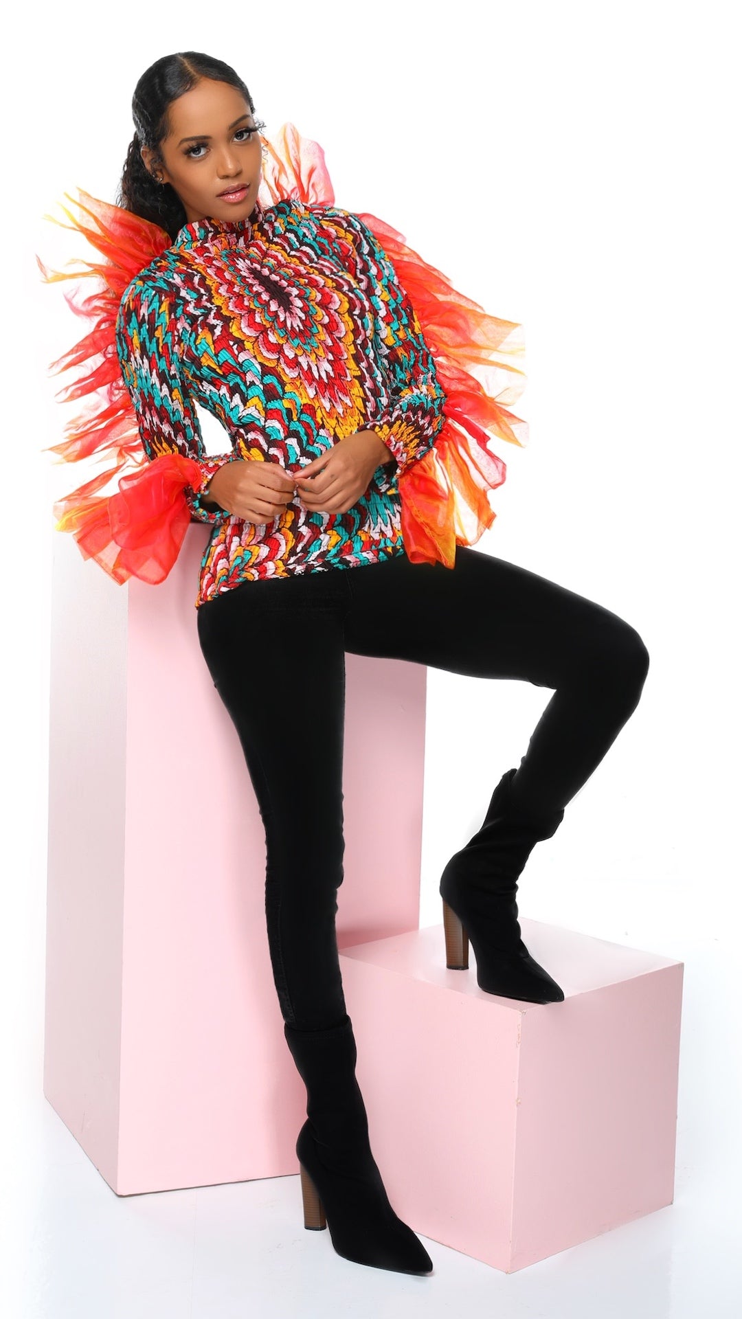 Serwaa African Print Turtleneck Top