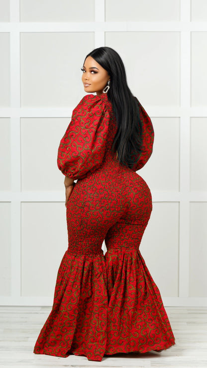 Zira African Print Bell Bottom Jumpsuit