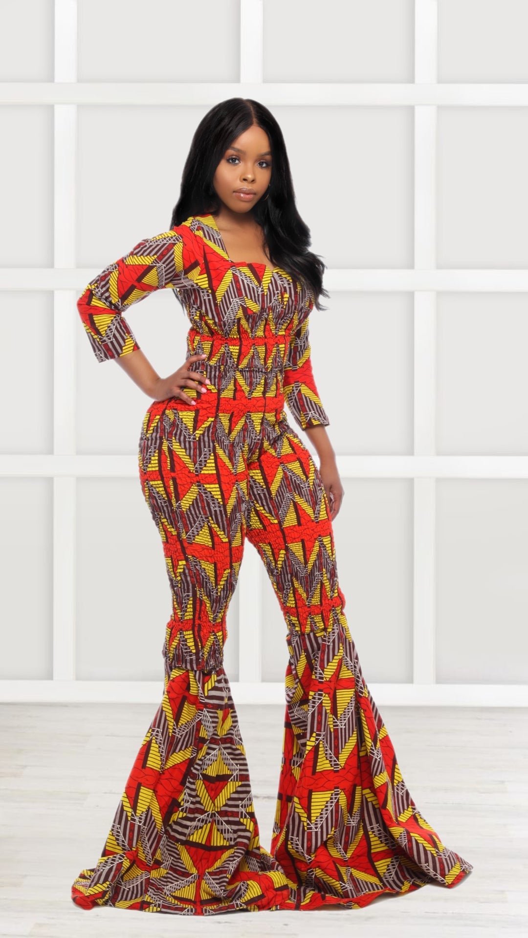 Yejide African Print Bell Bottom Jumpsuit (READY TO SHIP)