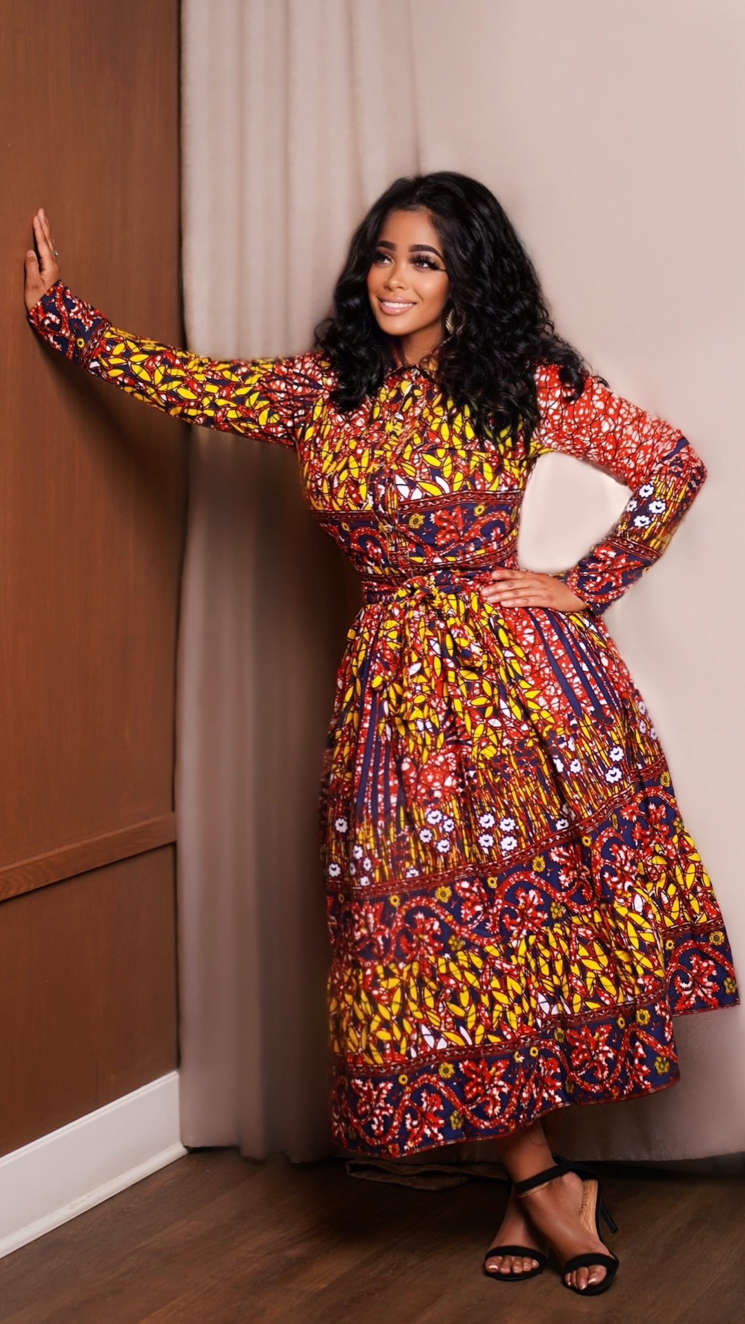Maya African Print Midi Dress