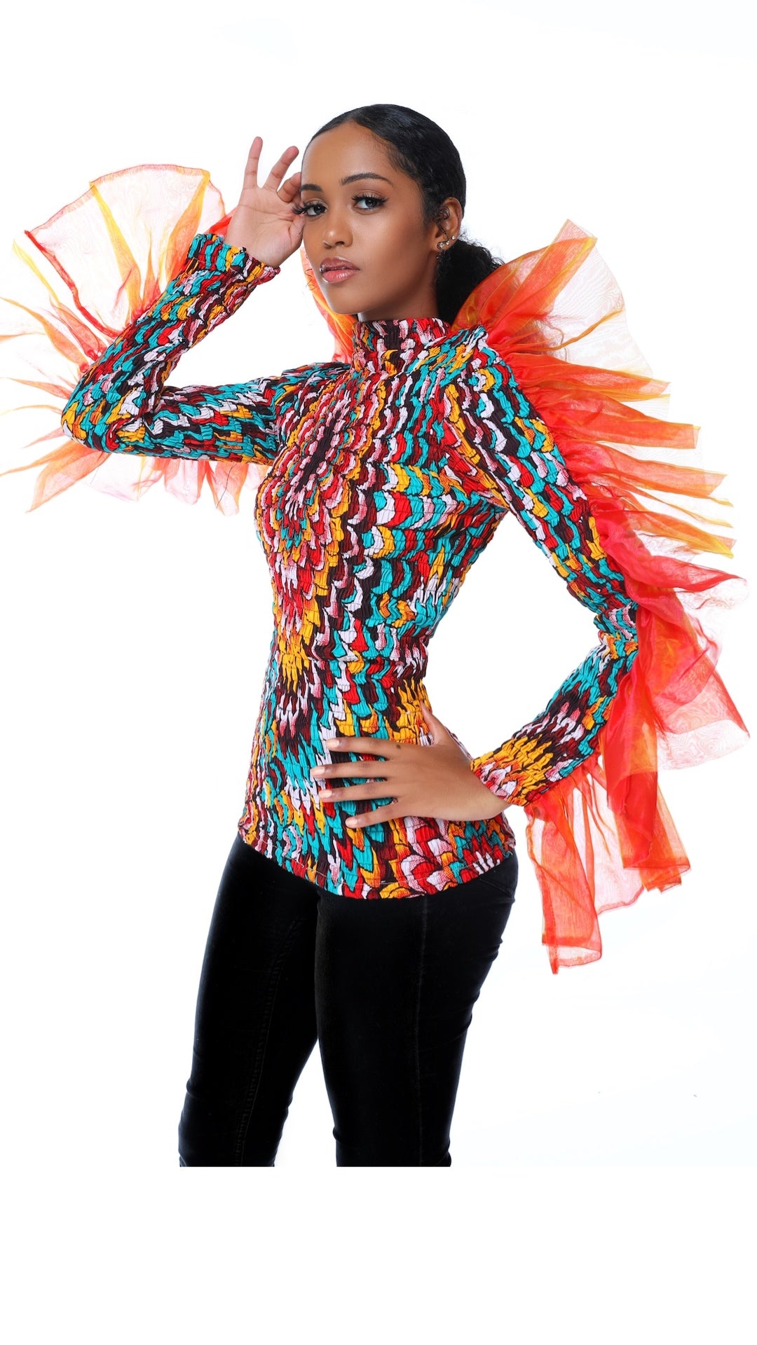 Serwaa African Print Turtleneck Top