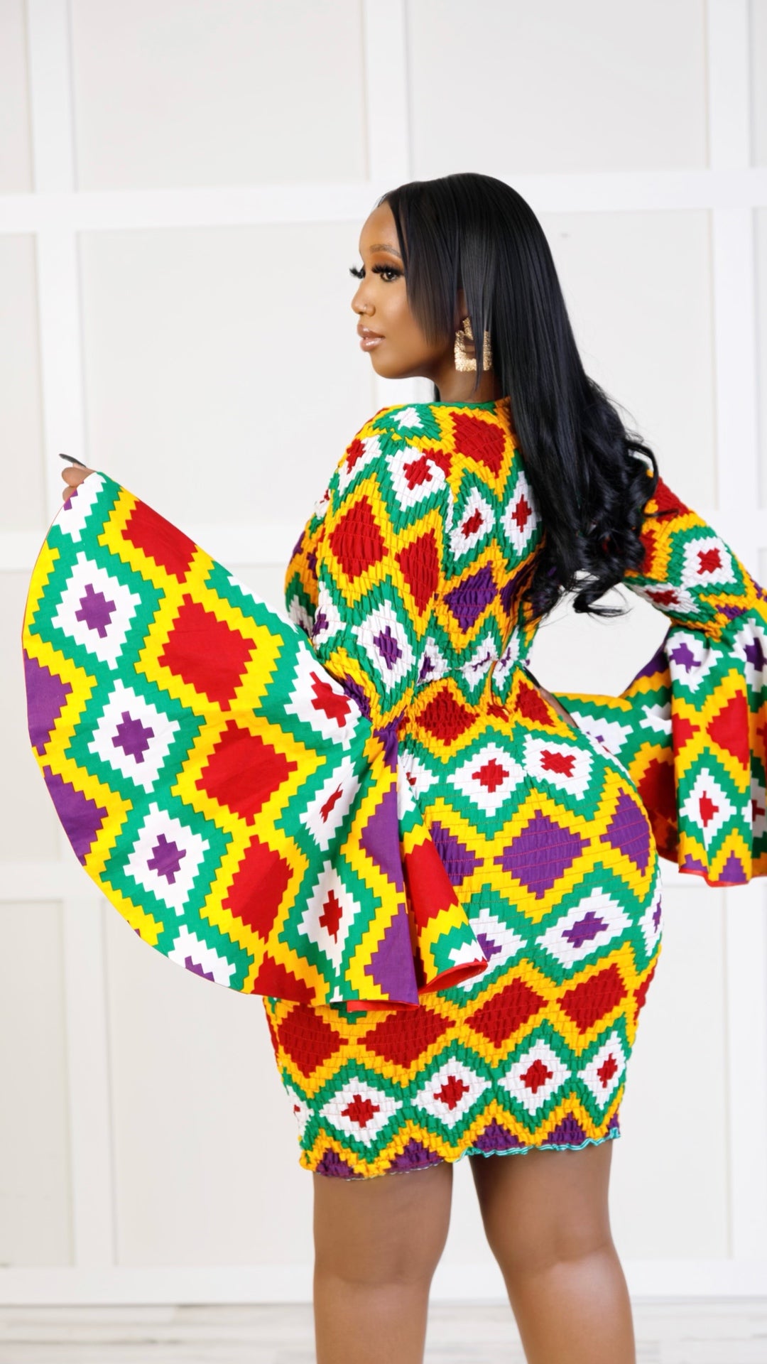 Efia Kente African Print Midi Dress