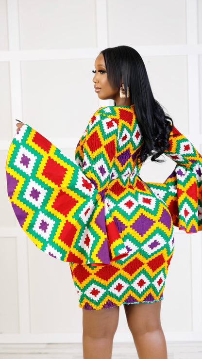 Efia Kente African Print Midi Dress