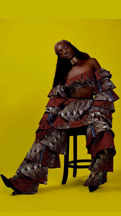 Ashanti African Print Set *Brown (3-Piece Set)