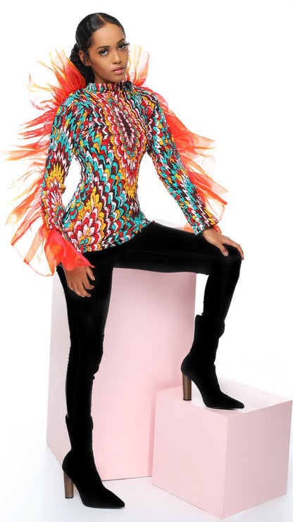 Serwaa African Print Turtleneck Top