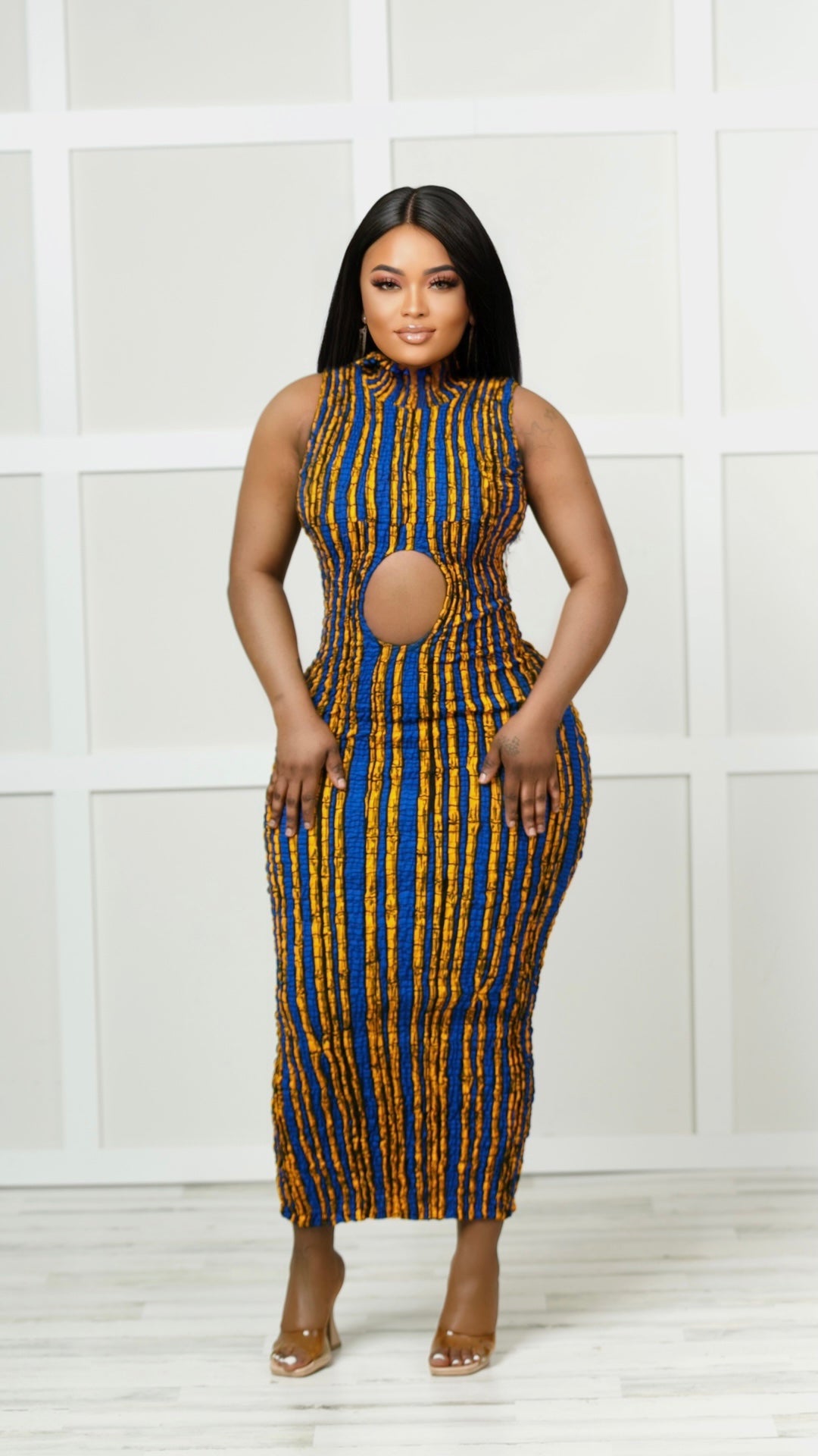 Amirah African Print Cutout Dress